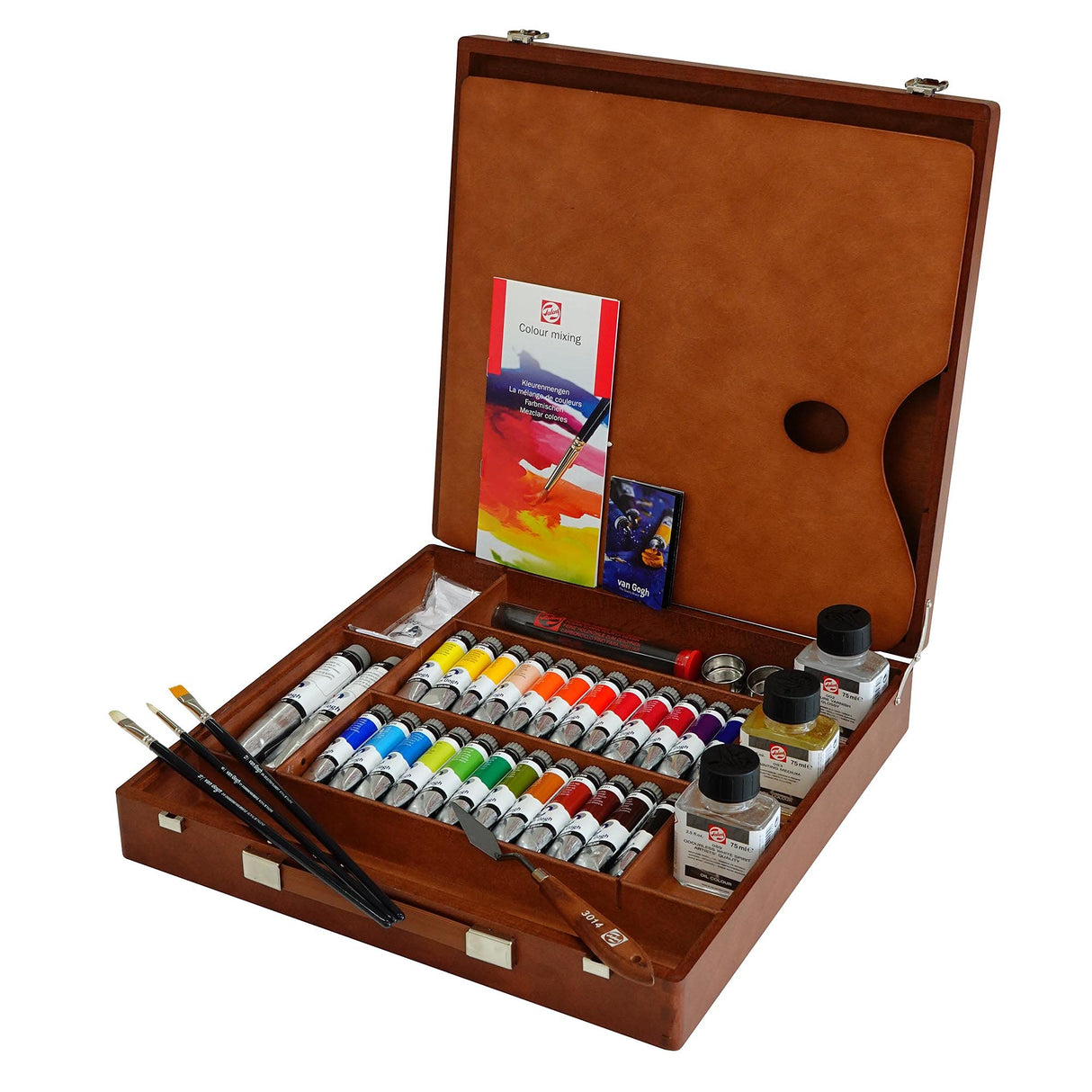 Van Gogh CAJA DE MADERA PINTURAS AL ÓLEO 24 TUBOS DE 20 ML + 2 TUBOS DE 60 ML + AUXILIARES + ACCESORIOS