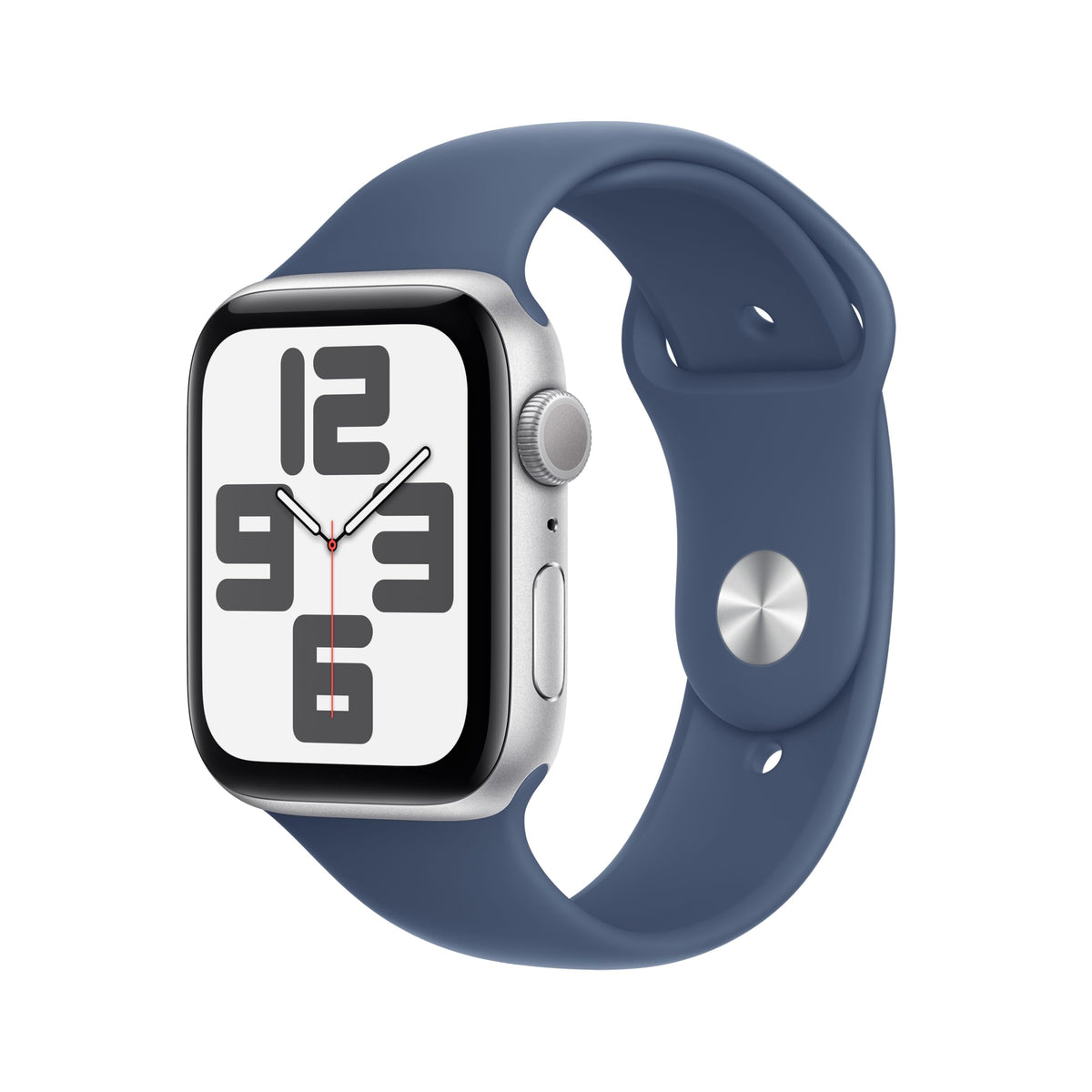 Apple Watch SE de 2.ª generación GPS Smartwatch con Caja de Aluminio en Plata de 44 mm y Correa Deportiva Azul Denim - Talla M/L. Monitores de entreno y sueño y Resistencia al Agua