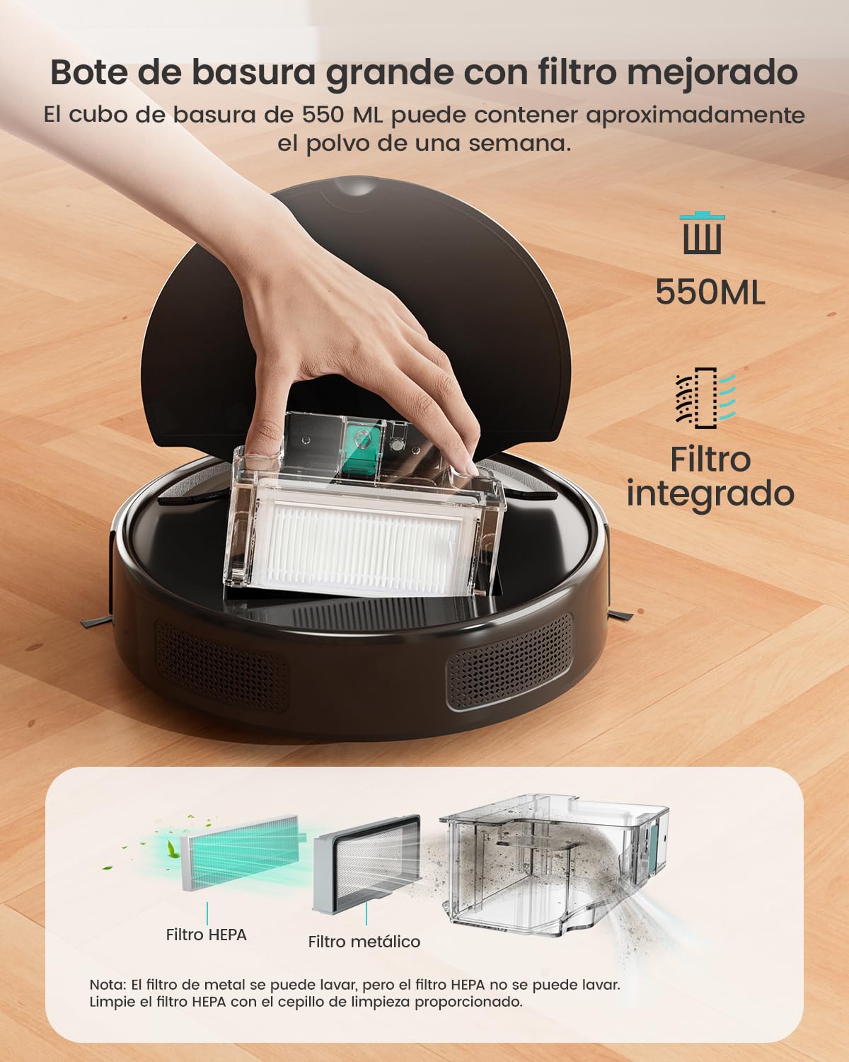 LEFANT Robot aspirador M310, 4500 Pa, superdelgado, con prevención precisa de obstáculos, tiempo de funcionamiento de 180 minutos, filtro HEPA, aspiradora robot WiFi para pelo de animales, alfombras y