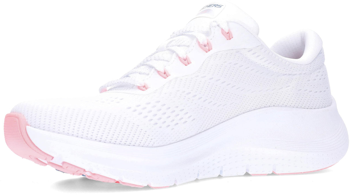 Skechers Arch Fit 2.0 Big League, Zapatillas Mujer, White Mesh/Pink & Blue Trim, 40 EU