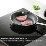 Haier Series 4 HAIDSJ63MC Placa de Inducción, 3 Fuegos, Ancho 60cm, Panel de control táctil Multislider, Conectividad WIFI, 9 niveles de potencia, Paellero Doble Corona, Potencia 7,1KW, Cristal Negro