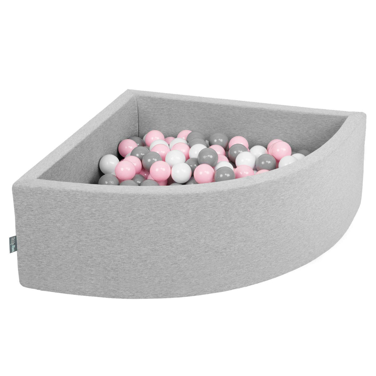 KiddyMoon 90X30cm/200 Bolas Piscina De Bolas ∅ 7Cm para Ninos Cuarto Angular Hecha En La UE, Grisclr:Blanco/Gris/Rosa Clr