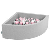 KiddyMoon 90X30cm/200 Bolas Piscina De Bolas ∅ 7Cm para Ninos Cuarto Angular Hecha En La UE, Grisclr:Blanco/Gris/Rosa Clr