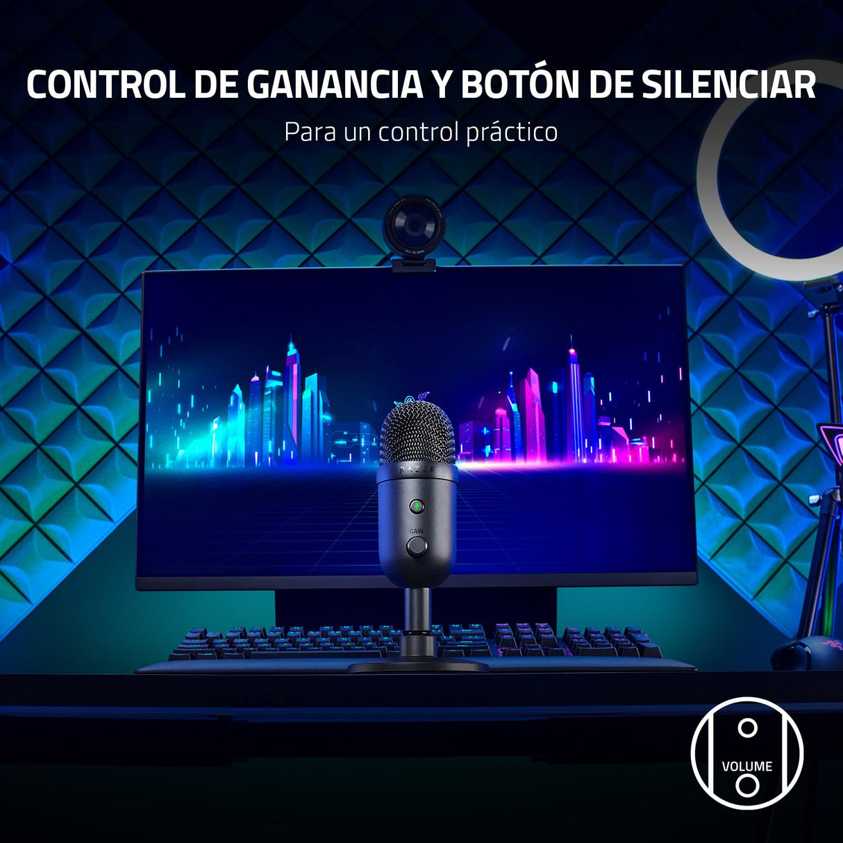Razer Seiren V2 X - USB-Mikrofon für Streamer (25-mm Mikrofon, Supernieren-Richtcharakteristik, Verstärkungsbegrenzer, Mikrofonüberwachung, Schockdämpfer) Noir