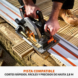 Evolution Power Tools R185CCSX-Li Sierra circular sin cable compatible con carril 18v Li-Ion, sin escobillas, Incluye hoja TCT Multi-Material, Corta Madera, Metal, Plástico, Batería no incluida, 185mm