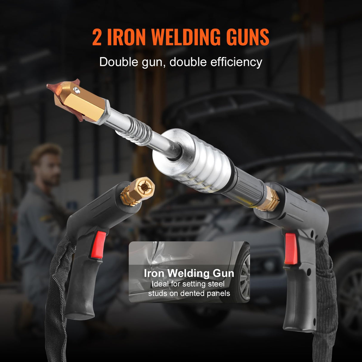 VEVOR Soldador por Puntos y Extractor de Abolladuras 3 kW Kit de Reparación de Abolladuras con Soldador de Pernos con 2 Pistolas de Soldadura 7 Modos Máquina de Reparación de Abolladuras para Autos