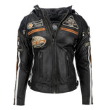 URBAN 5884 Chaqueta Moto Mujer de Cuero Leather '58 LADIES', Cazadora Moto de Piel de Cordero, Armadura Removible para Espalda, Hombros y Codos Aprobada por la CE, Negro, 2XL (UR-156)