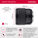 Samyang AF 75 mm F1.8 para Fuji X - lente para retratos liviana y compacta con LSTM-AF, protección contra la intemperie e interruptor personalizado para tomas nocturnas y de viaje