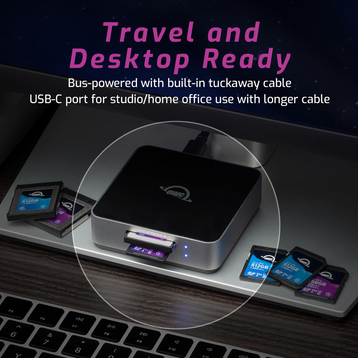 OWC Atlas Dual CFexpress + Lector de Tarjetas SD, USB-C Doble Ranura CFexpress Tipo B y SDXC UHS-II Lector de Tarjetas (OWCTCCFXBSDRDR)