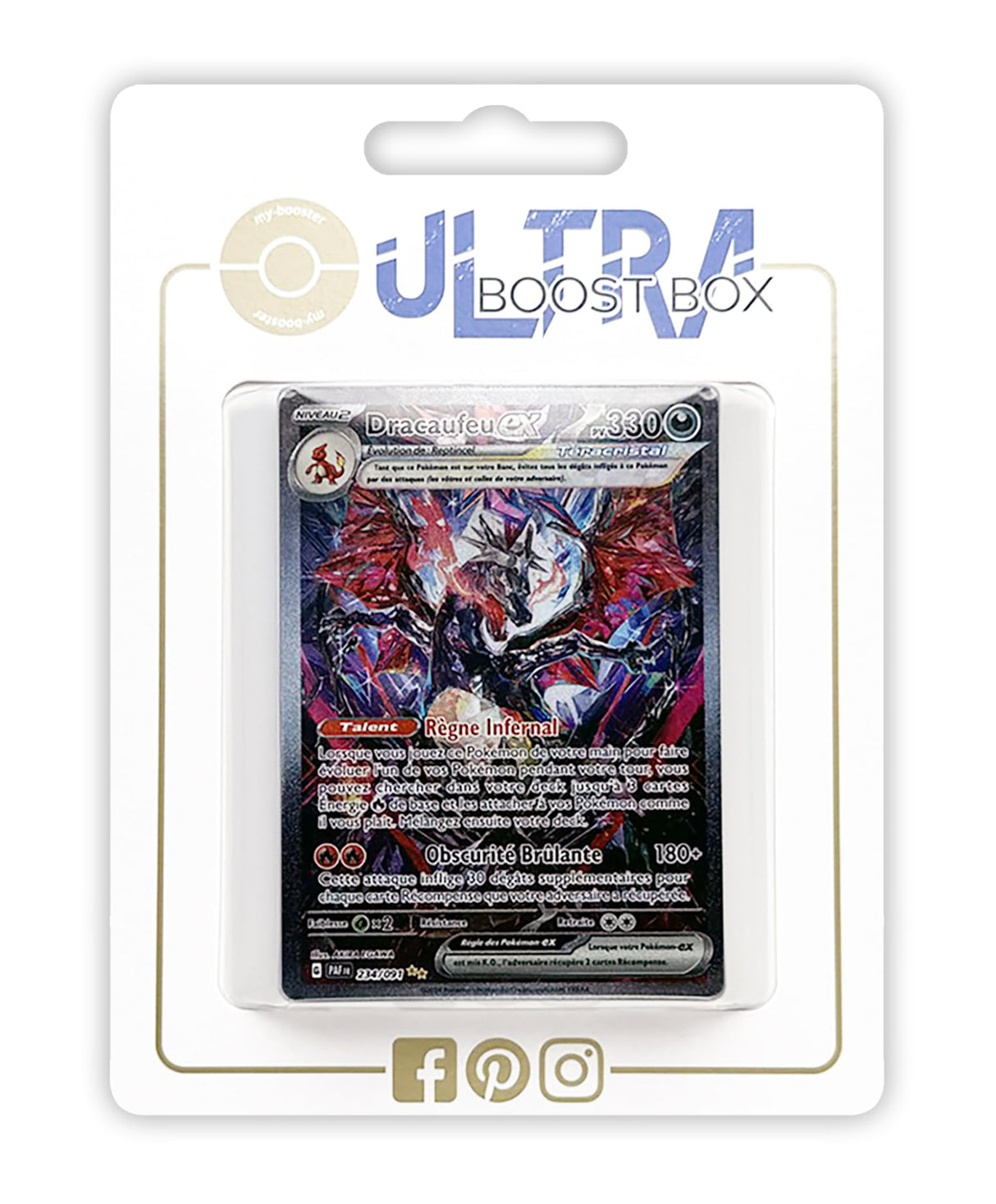 Dracaufeu ex (Charizard ex) 234/091 Alternativo Pokémon Gallery Teracristal Secreta - Ultraboost X Écarlate et Violet 4.5 - Destinées de Paldea Box de 10 cartas Pokémon Francés