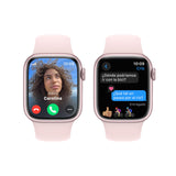 Apple Watch Series 9 [GPS + Cellular] Smartwatch con Caja de Aluminio en Rosa de 41 mm y Correa Deportiva Rosa Claro - Talla S/M. Monitor de entreno, App Oxígeno en Sangre, Resistencia al Agua