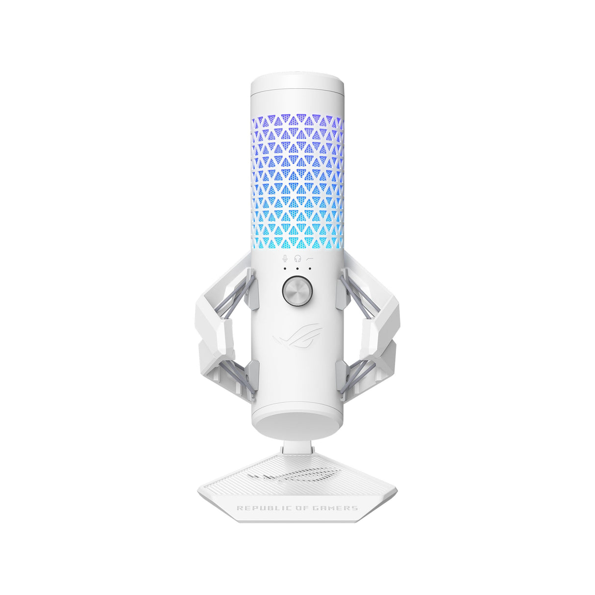 ASUS ROG Carnyx Micrófono USB Gaming (cápsula de Condensador de 25 mm, 192 kHz/24 bits, cardioide, Filtro de Paso Alto, Filtro antipop, Soporte metálico antichoque, Aura Sync RGB), Blanco Lunar