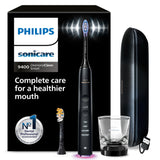 Philips Sonicare DiamondClean Smart 9400, cepillo dental eléctrico, sónico con aplicación, sensor de presión, detección de cabezal de cepillado, negro, modelo HX9917/89