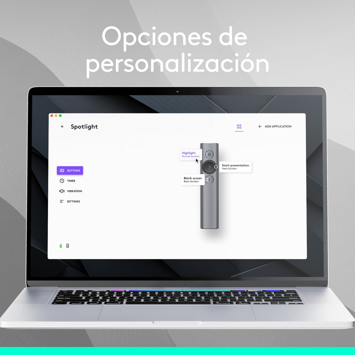 Logitech Spotlight Presentador Inalámbrico, 2.4 GHz y Bluetooth, Receptor USB, Puntero Láser Digital, Distancia de 30 Metros, Cronometro, PC/Mac/Android/iOS, Negro/Blanco