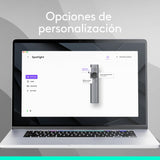 Logitech Spotlight Presentador Inalámbrico, 2.4 GHz y Bluetooth, Receptor USB, Puntero Láser Digital, Distancia de 30 Metros, Cronometro, PC/Mac/Android/iOS, Negro/Blanco