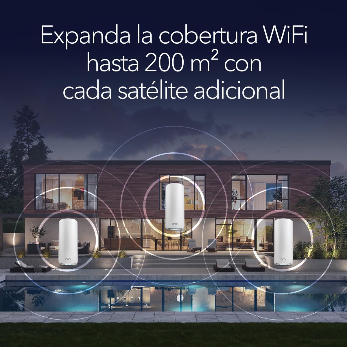 NETGEAR Orbi 870 | Sistema Mesh WiFi 7 | Funciona con Orbi RBE872 y RBE873 | hasta 21 Gbits/s | Amplía la Cobertura hasta 200 m² | y 150 Dispositivos | Cuadribanda BE21000 | RBE870 | Blanco