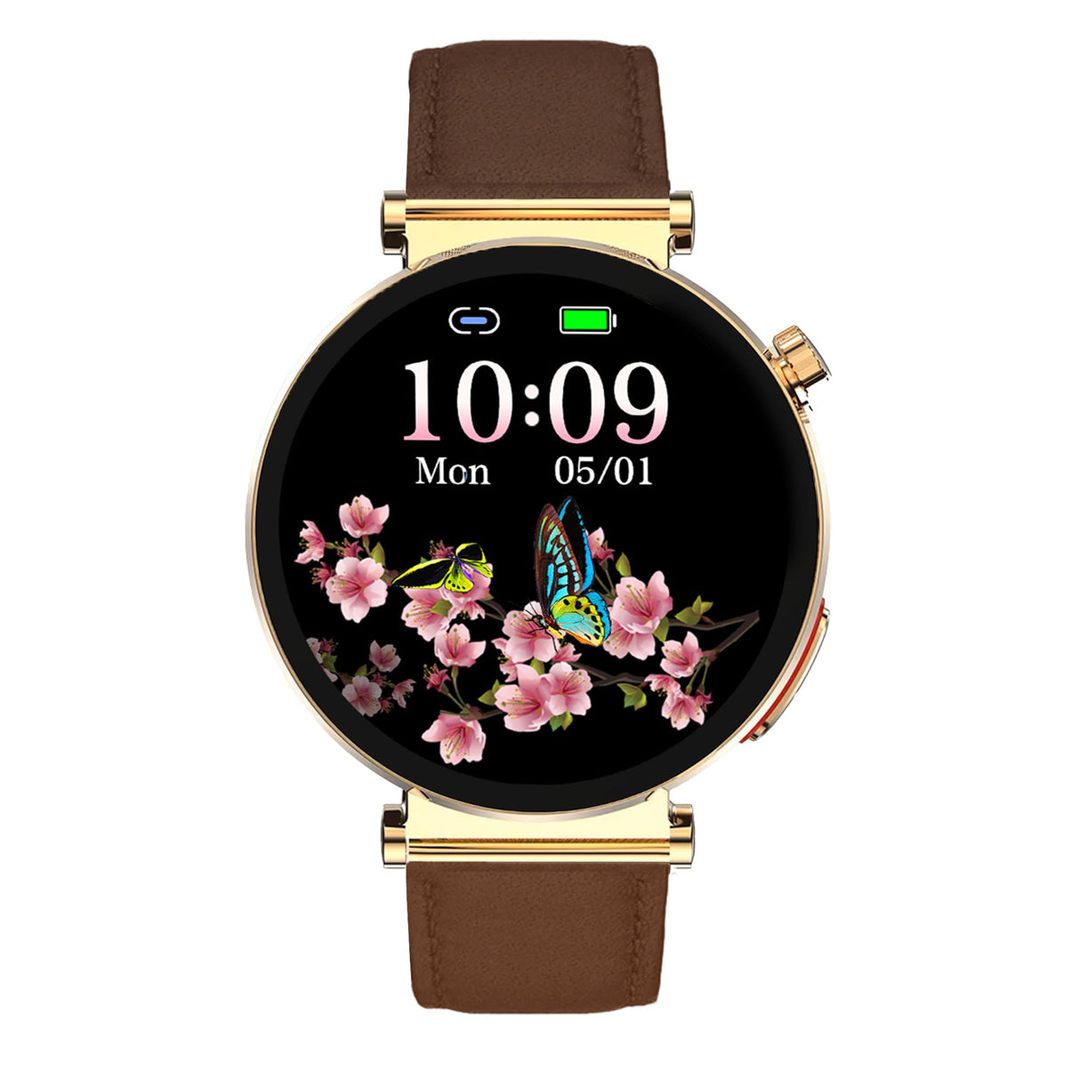Knauermann Neo 2 (2025) - Oro Redondo - Reloj de Salud Reloj Inteligente - ECG - Función HRV - Bluetooth BT - Apnea del Sueño - Presión Arterial - Pulsera de Piel de Vaca Marrón, Durchmesser: 40mm;