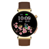 Knauermann Neo 2 (2025) - Oro Redondo - Reloj de Salud Reloj Inteligente - ECG - Función HRV - Bluetooth BT - Apnea del Sueño - Presión Arterial - Pulsera de Piel de Vaca Marrón, Durchmesser: 40mm;