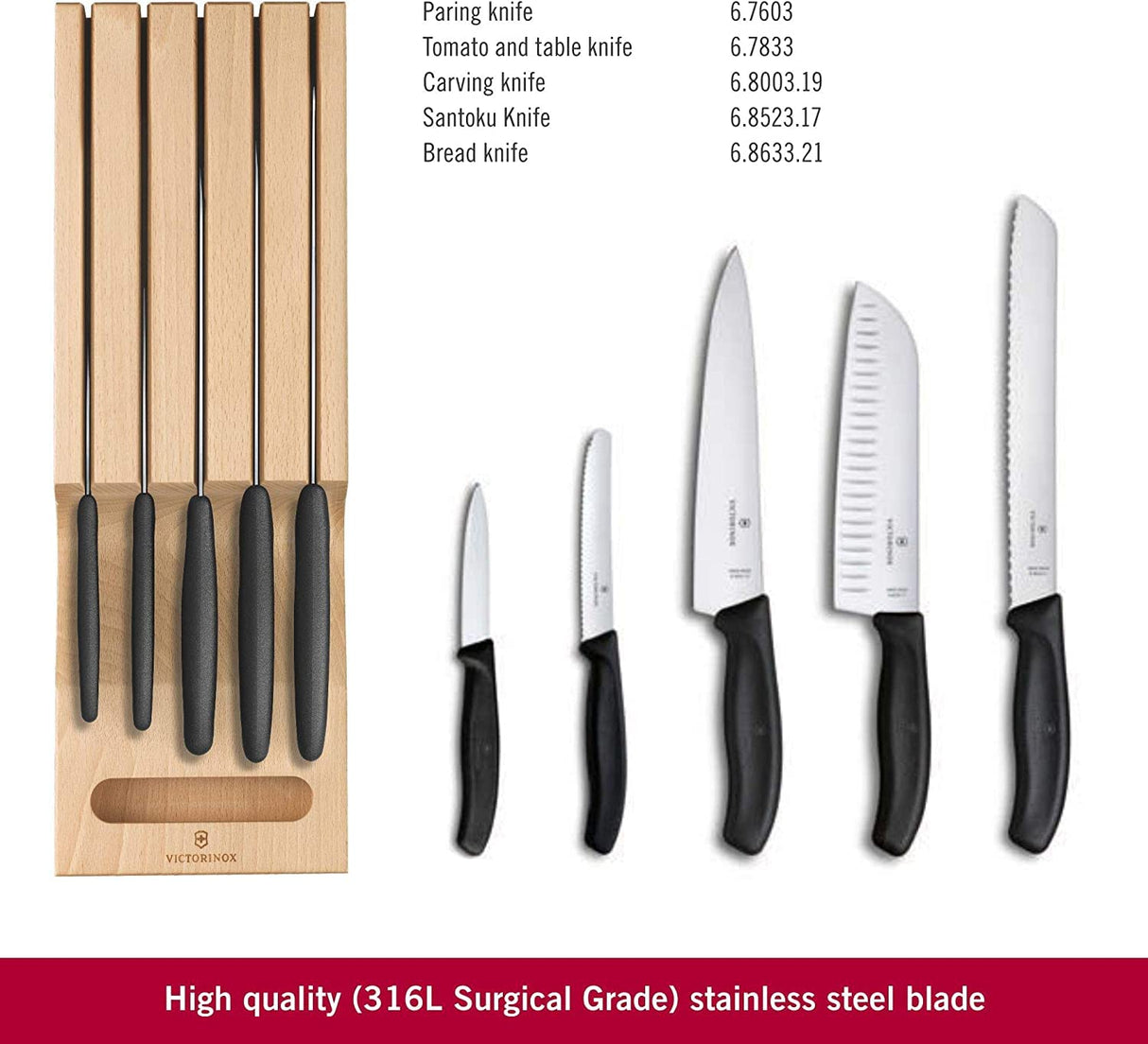 Victorinox Juego de 3 Cuchillos para Verduras, inoxidables, Aptos para lavavajillas, Rojo, Naranja y Verde