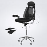 SONGMICS OBN86BK Silla giratoria de Oficina Silla de Escritorio de Malla con reposacabezas Mecanismo sincronizad y Altura Ajustable Negro