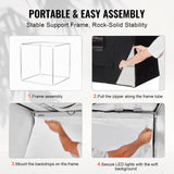 VEVOR Caja de Luz para Estudio Fotográfico 81,5x81,5 cm 5600K Caja de Fotos para Fotografía 210 Luces Led 5 Fondos Adaptador de Corriente Piezas de Esquina de Tela Suave CRI ≥95 para Fotografía