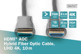 DIGITUS HDMI AOC Cable de fibra óptica híbrido - HDMI 2.0b - 20m - Ultra HD 4k/60Hz - canal Ethernet - HDR ARC HDCP 2.2 - compatible con TV/beamer/monitor - contactos chapados en oro - Negro