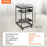 VEVOR Rack de Servidor de Marco Abierto de 15U, Profundidad Ajustable de 23"-40", Rack de Servidor de Red, 4 Postes con Ruedas, sostiene Todos Sus Equipos de TI de Red Módem enrutador de Engranaje