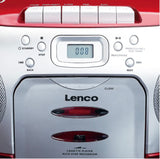 Lenco SCD-42 Rojo, Plata - Radio CD (FM, Jugador, CD,CD-R,CD-RW, Stop automático, Repetir, LCD, Rojo, Plata)