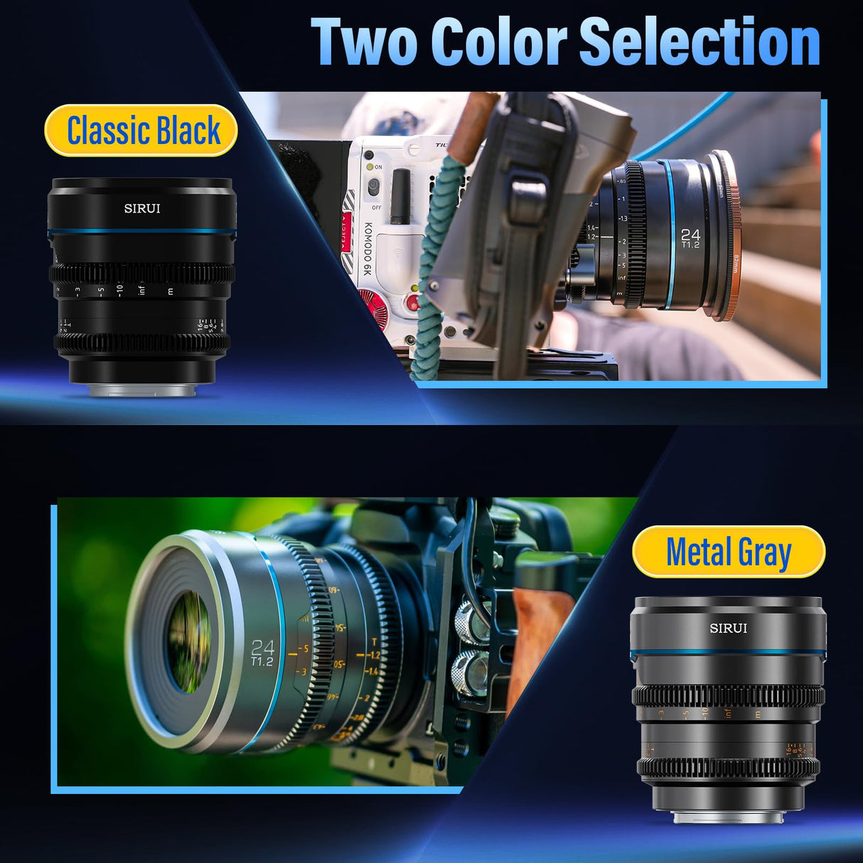 SIRUI Night Walker 24mm Lente de Cine con Enfoque Manual, Lente de Gran Apertura T1.2 con Montura S35 para M4/3 Montura Cameras, para BMPCC4K, GH5II, GH6, Z CAM (MS24M-B, MFT Montura, Negro)