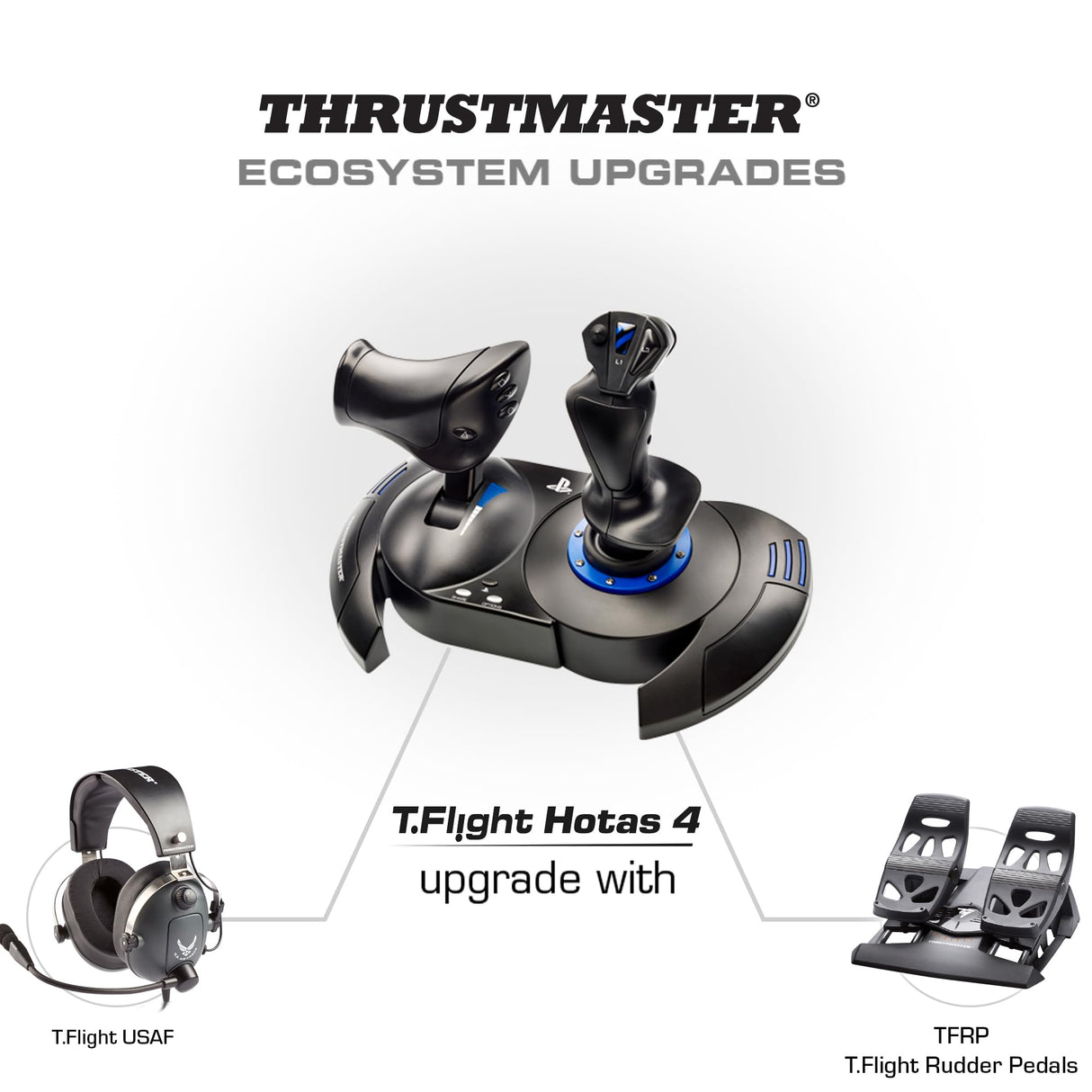 Thrustmaster T.Flight Hotas 4 Joystick con mando de potencia desmontable, para PS4, PS5 y PC