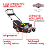 NAX POWER PRODUCTS 1000S motor Briggs & Stratton serie 450E 125 cm3 ancho de corte 42 cm cesta 45l sistema de lavado de la carcasa cortacésped a gasolina con tracción