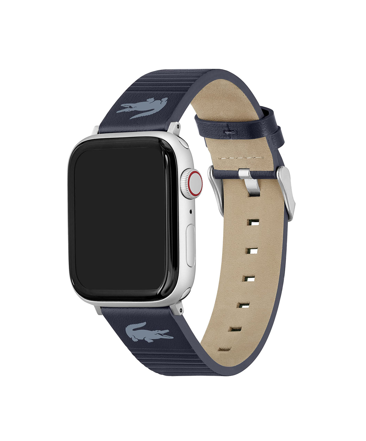 Lacoste Correa Apple Watch para Hombre y Mujer en Cuero Azul Marino con Detalles en Relieve - 2050030