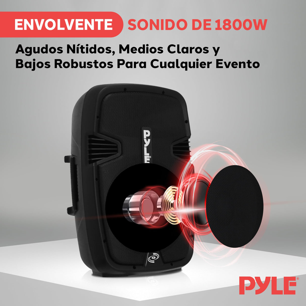 Pyle Kit de Sistema PA, Portátil, Inalámbrico, 1800W, Bluetooth, Activo + Pasivo, Sonido Interior/Exterior, Entradas USB, SD, AUX, XLR, RCA, Incluye 2 Soportes, Micrófono Cableado, Mando a distancia