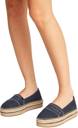 Tommy Hilfiger Alpargatas Mujer Denim Platform con Plataforma, Azul (Space Blue), 39