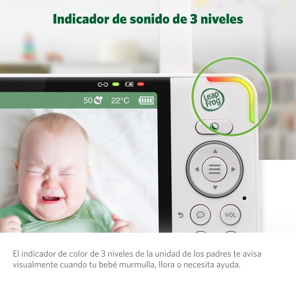LeapFrog LF915HD Baby Surveillance Camera with Night Light 5" HD Screen Baby Monitor with Camera, 360° Translation and Tilt, 8X Zoom, Night Vision, Smart Sensor