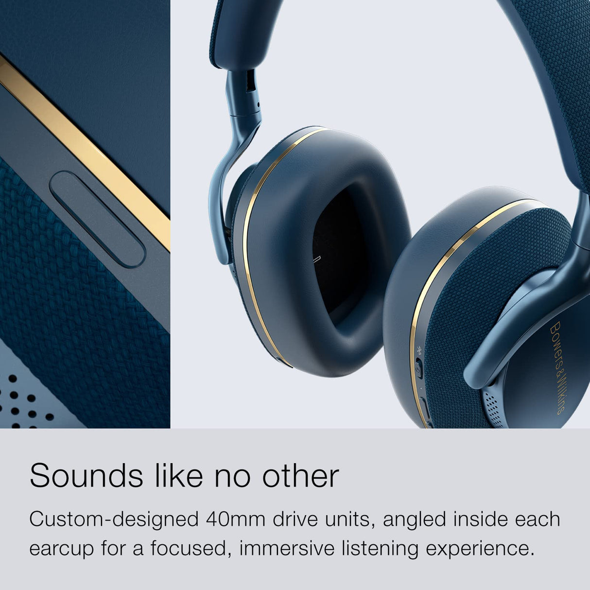 Bowers & Wilkins PX7 S2 - Auriculares inalámbricos con cancelación de Ruido con Bluetooth 5.0 y Carga rápida, 30 Horas de reproducción y micrófono Integrado, Color Azul