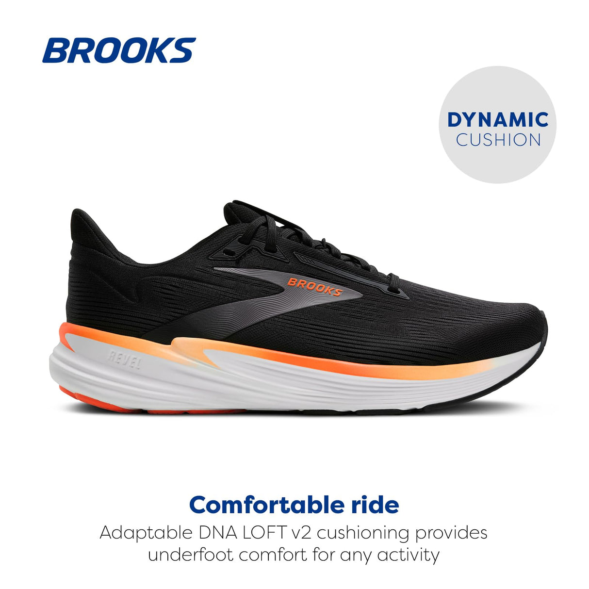 Brooks Revel 8, Zapatillas Deportivas Hombre, Black Excalibur Orange, 45 EU