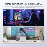 NEEWER Soporte Escritorio con Mic Brazo Perfil Bajo con Amortiguación, 360° Brazos Articulados Giratorios con Poste Elevado y Canales Gestión Cables para Micrófono, Podcast, Streaming, Zoom, MST002