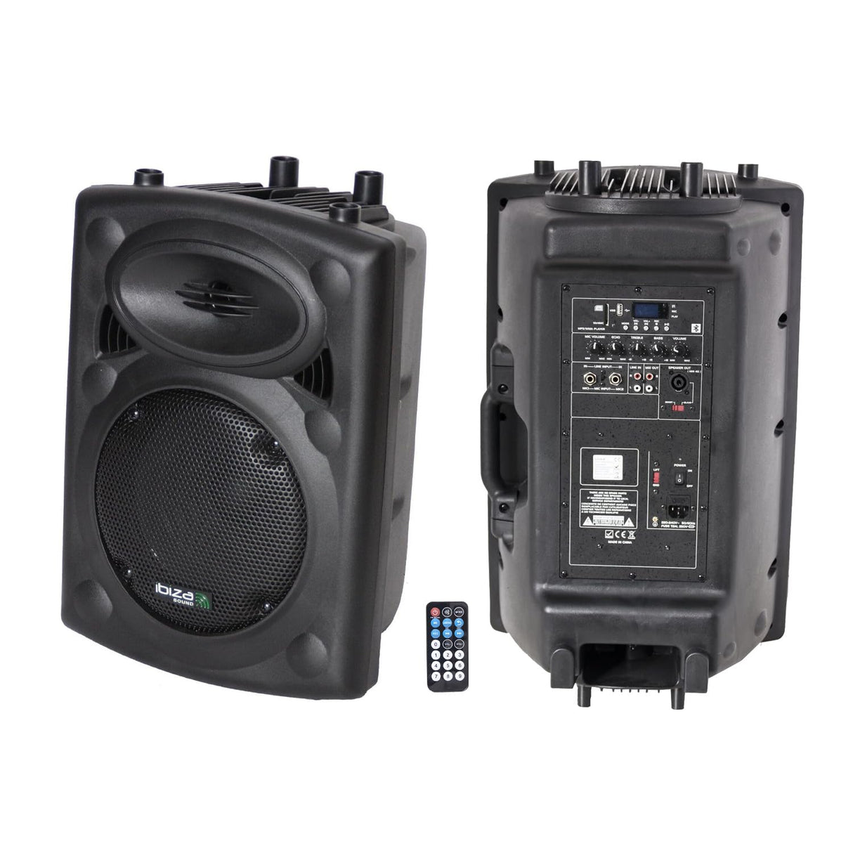 Ibiza - SLK8A-BT - Altavoz activo PLUG & PLAY de 8"/20cm, 300W con amplificador integrado - Bluetooth, USB, SD y AUX - Negro