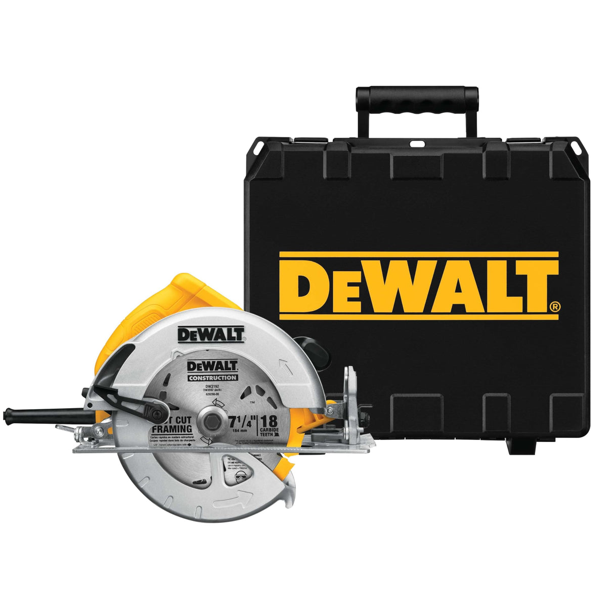 DEWALT DWE575K-QS - Sierra Circular 1600W, Profundidad de corte 67mm, Cuchilla de 190mm, Velocidad 5200 rpm, Diámetro de cuchilla 30 mm, Maletín Incluido