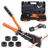 VEVOR Herramienta de Prensado Hidráulica de Tuberías para Accesorios de Tubos de Cobre, Mordazas de Cambio Rápido V12, V15, V18, V22, V28, Giratorio de 360° para Espacios Confinados, 415 x 220 x 70 mm