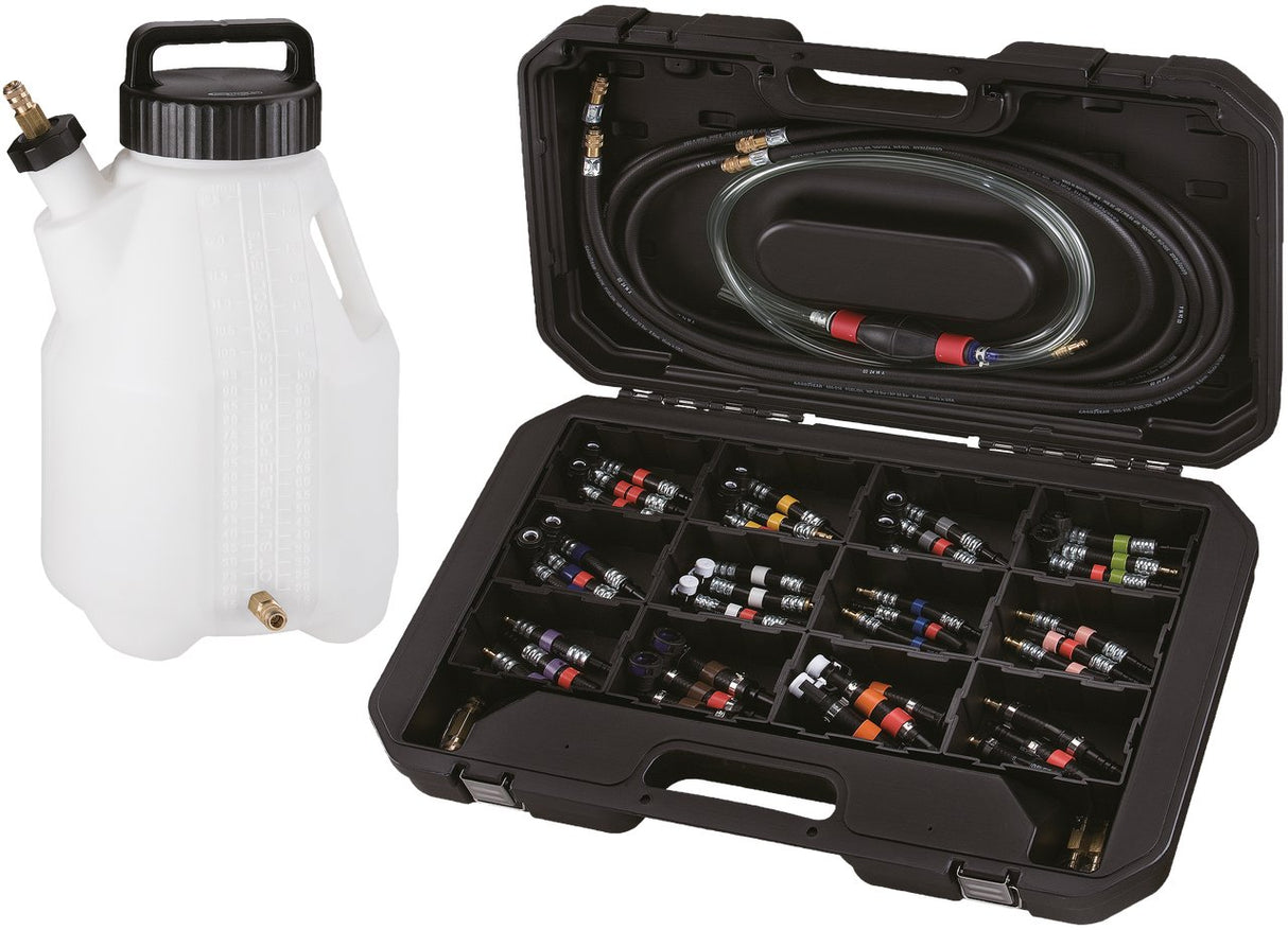 KS Tools 150.1860 Juego de comprobación y limpieza de sistemas de combustible, 43 pzs
