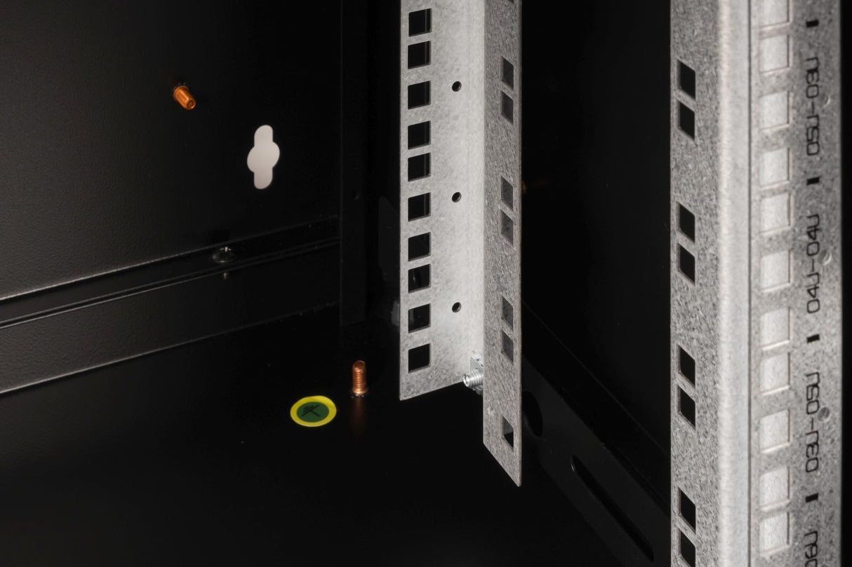 DIGITUS Armario de Red, Rack de 19 Pulgadas, 7U, Montaje en la Pared, Profundidad 450 mm, Capacidad de Carga 100 kg, Serie Unique, Negro
