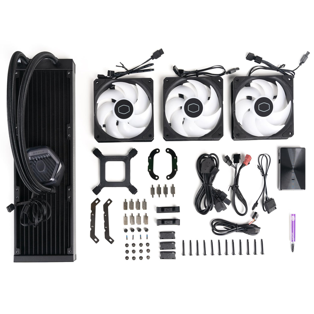 Cooler Master MasterLiquid Atmos 360 Black Refrigeración Líquida para CPU – Refrigeración Líquida AIO, Bomba Doble Cámara, Ventiladores SickleFlow 120 Edge Preinstalados, ARGB Gen 2, LGA1700 y AM5