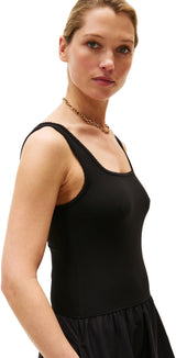 Tommy Hilfiger Vestido Mujer Rib Midi Mix Fit & Flare, Negro (Black), 3XL