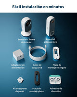 Arlo Videoportero HD inalámbrico y cámara 2K interior – Seguridad Smart Home para familia y mascotas, visión nocturna, detección de movimiento, audio bidireccional, compatible con Alexa
