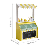 Teamson Kids Puesto de Limonada de Madera Sunny Citrus con 18 Accesorios, exprimidor, Vasos y Juego Educativo de rol para niños