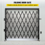 VEVOR Barrera de Seguridad Extensible Plegable Individual 2,4 x 2,16 m Valla de Escalera de Acero Enrollable 360° Puerta de Tijera o Puerta con candado para Garaje del sótano de casa, Negro