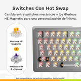 Glorious Gaming GMMK 3 Pro HE: Teclado Gaming inalámbrico, Hall Effect, Carcasa de Aluminio, tasa 8K, switches Hot Swap MX/HE, acción Ajustable, TKL 75% QWERTY Estadounidense (Plata)
