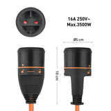 Electraline 49248 Alargador con Enrollacables 40 m, Sistema Antidesconexión Electralock, 2 x 1,5 mm², Negro y Naranja